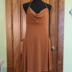 NWT Anthropologie Elegant Tan Halter Dress